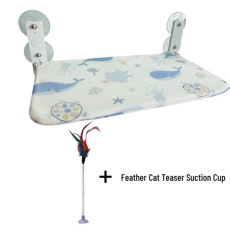 ערסל חתול לשיזוף: מיטה עם כוס יניקה לחלון לחתולים