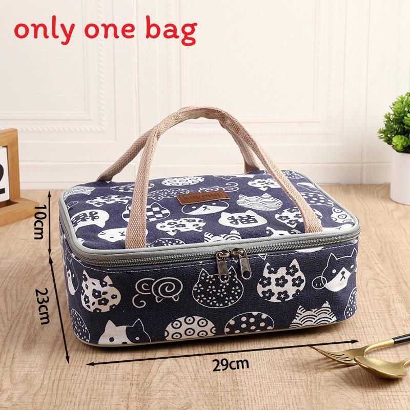Insulated Canvas Lunch Tote Bag With Thickened Food Container For Students And Office