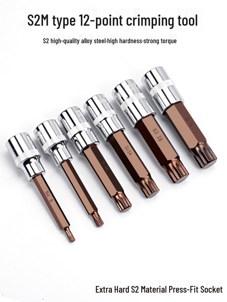 Pflaumenblüten M10 Vielzahn-Schlüssel & Sechskant-Schraubendreher-Set, 12-Punkt-Winkel, M14 Blütenförmiges Werkzeug