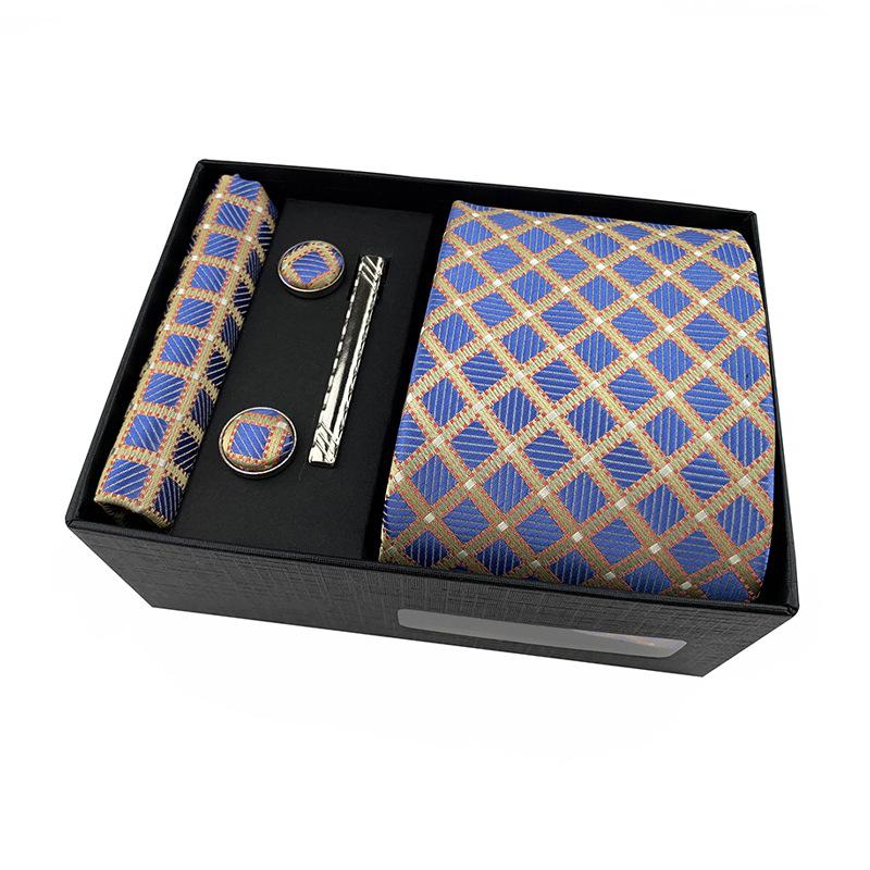 Cravatta da uomo Paisley Set regalo cravatta con gemelli e fermacravatta Cravatta business casual Nera Confezione regalo