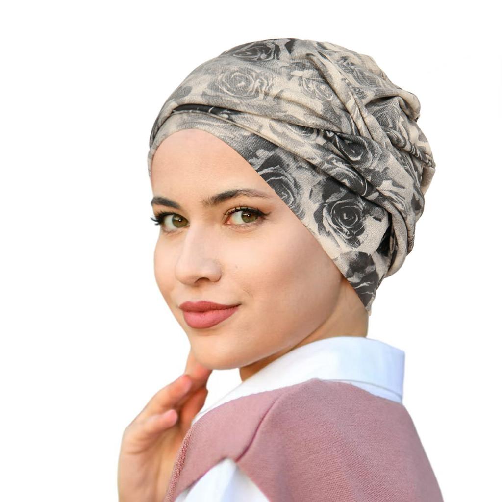 Vintage Rose Print Headscarf Cap For Women Breathable Summer And Winter Wear