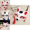 Half Japanese Anime Face Fox Mask Handpainted Kitsune Halloween Cosplay Gift