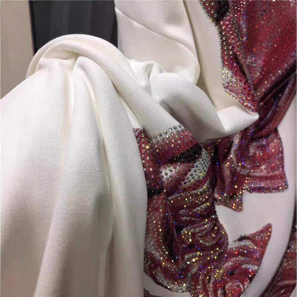 Super Large Rose Diamond Sweater: Heavyweight Slim Round Neck Pullover for Women (2-300 Lbs)