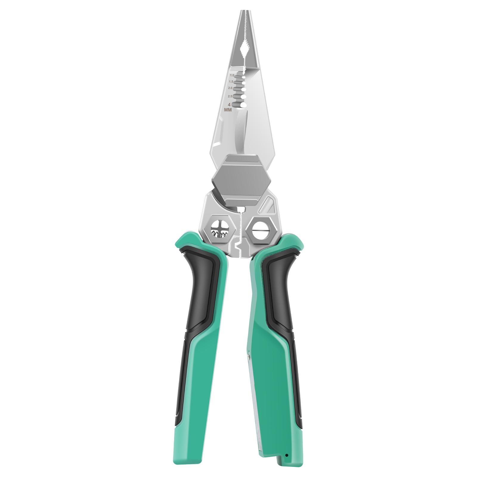 

8 in 1 Wire Stripper with Voltage Tester Multi Functional Electric Wire Stripping Tool Non Slip Handle for Clamping Cutting зелений