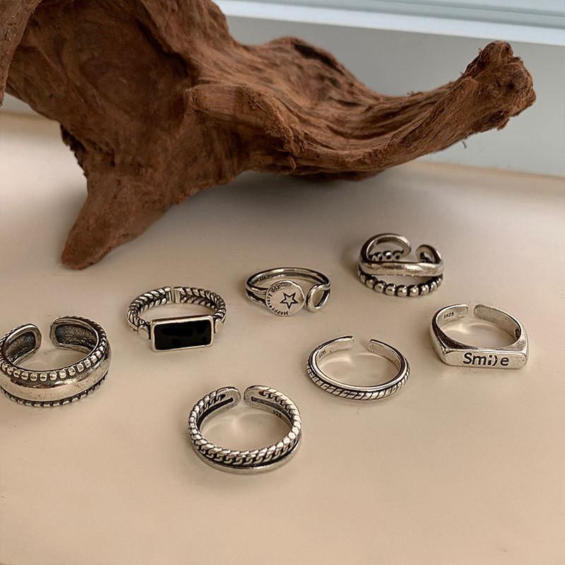 Adjustable Open Stunning Ring With Geometric Retro Themes For Womens Fashion Accessory