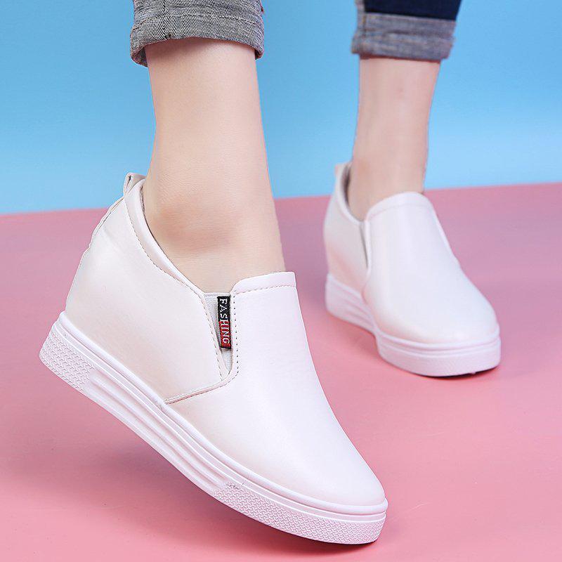 

2026 Women s Autumn Wedge Loafers: Thick Sole, Slip-On Casuals for Stylish Versatility 40 білий