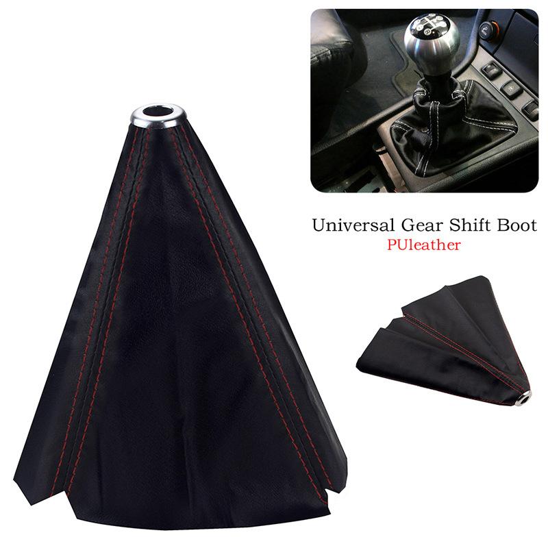 Universal Car Trim Tool Gear Shift PU Leather Collars Carbon Fiber Vehicle Manual Shifter Boot Dust Cover Gaiter Car Accessories