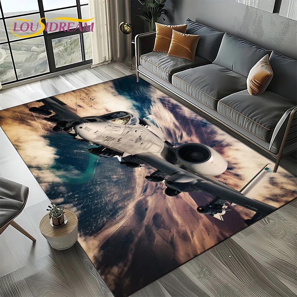 Cartoon 3D Space Spitfire Aircraft Air Force Jet Fighter Carpet Rug for Living Room Bedroom Sofa Decoration,Non-slip Floor Mat