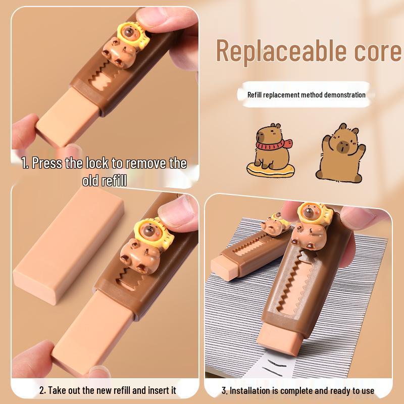 Capybara Crumb-Free Push-Pull Eraser for Kids