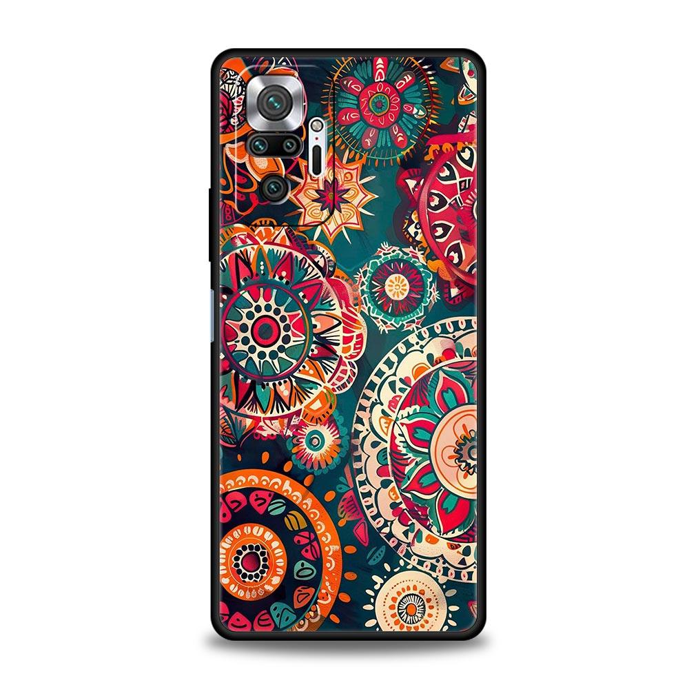 Indian Pattern Mandala Phone Case Cover for Redmi 14C 10C Note 15 14 13 12 10 11 K40 Pro Plus 5G Soft TPU Shockproof Shell Capas