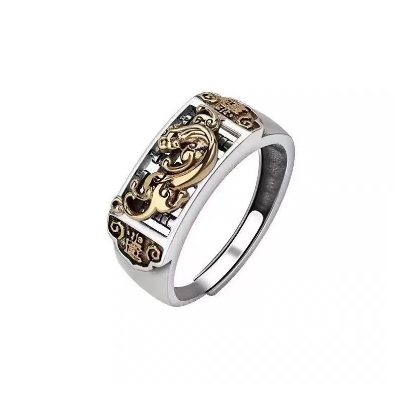 Retro Pixiu 999 Sterling Silver Open Ring: Stylish Wealth & Luck Charm for Men and Women