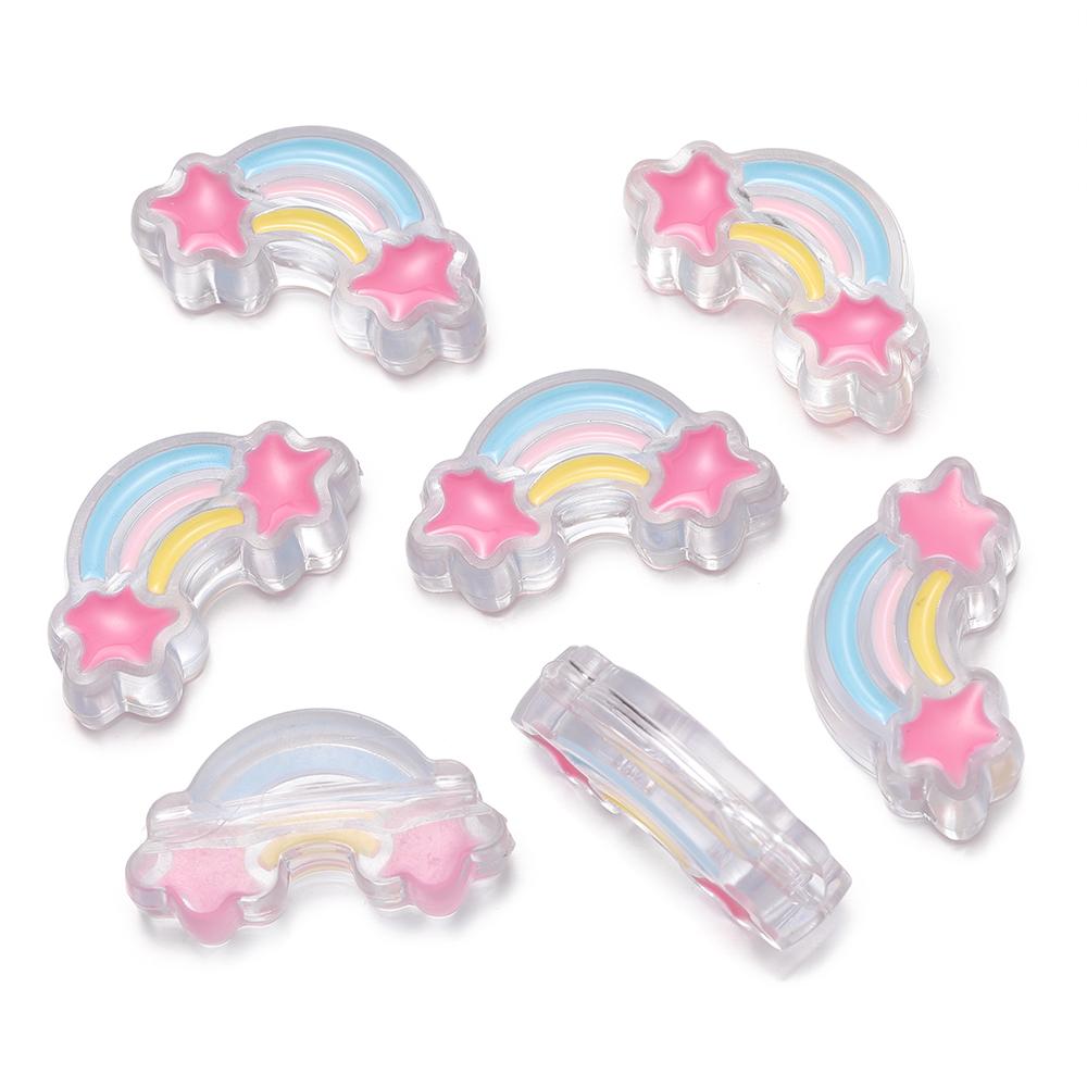 5Pcs/Lot Acrylic Dripping Oil Rainbow Beads Loose Spacer Beads for Jewelry Making Handmade DIY Bracelet Necklace Accessory