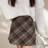 2025 Autumn Women's Plaid Wool High-Waist A-Line Skirt, College Style, Plus Size, Slimming, Hip-Hugging Short Skirt