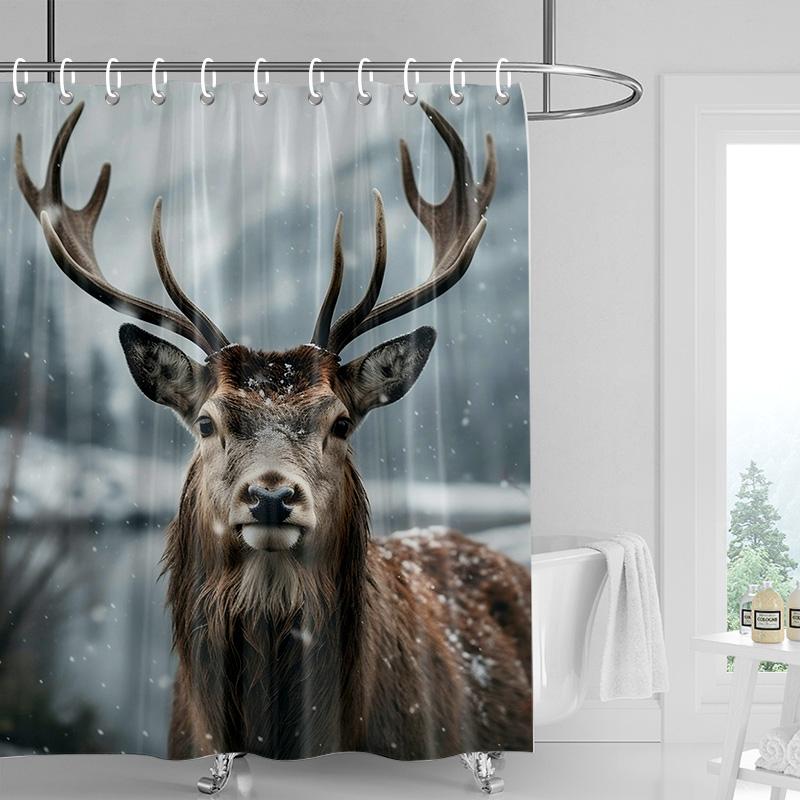 Home Decoration Shower Curtains for Bathroom Waterproof Curtain Fabric Modern Nordic Style Living Room Merry Christmas Winter