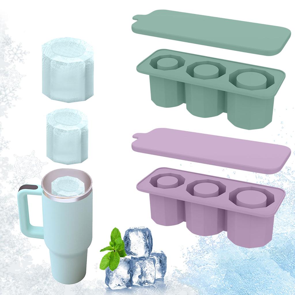 Eiswürfelschale für Becher, wiederverwendbare Schnapsglasform, leicht zu lösende, wiederverwendbare große Eisballschalen aus Silikon mit Deckel für den Gefrierschrank