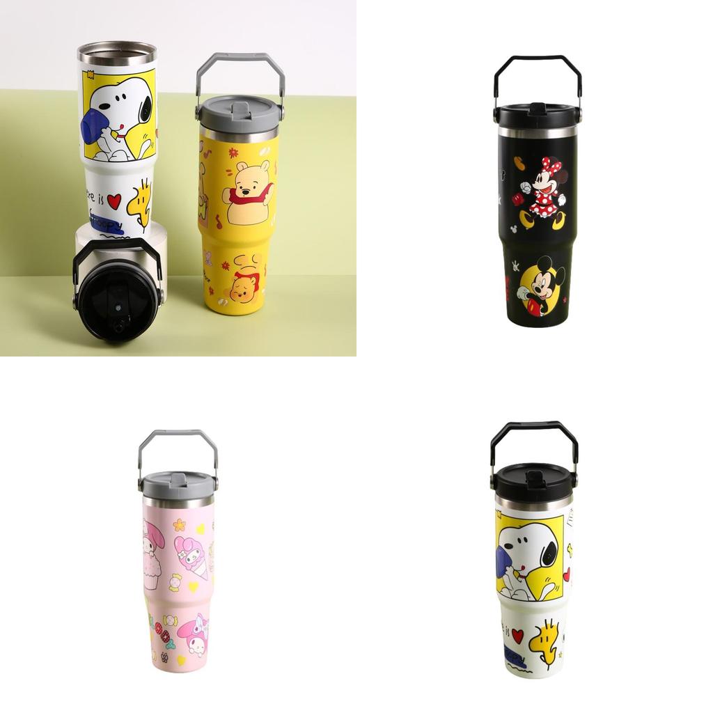Hochwertiger Edelstahl-Vakuumisolierbecher mit Cartoon-Muster und großem Fassungsvermögen 30 oz