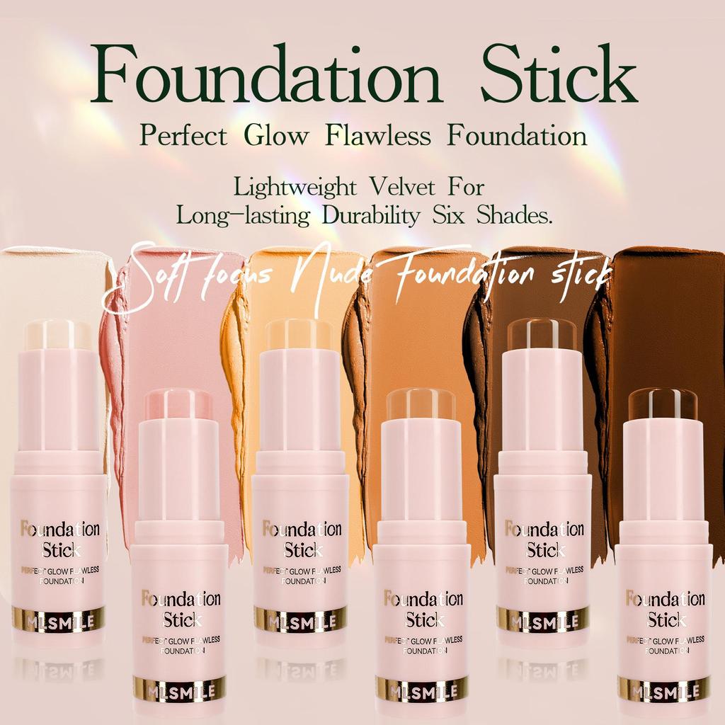 6-color Foundation Stick Waterproof And Sweat-proof Brightening Contouring Concealer Stick Lightweight Matte Liquid Foundation