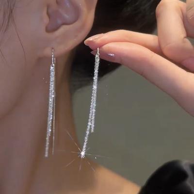 Boucles d'oreilles pendantes à longue chaîne à pampilles Bling Tendance Pour Femmes Filles Mode Coréenne Boucle d'oreille Pendante Bijoux de Mariage de Luxe Accessoires