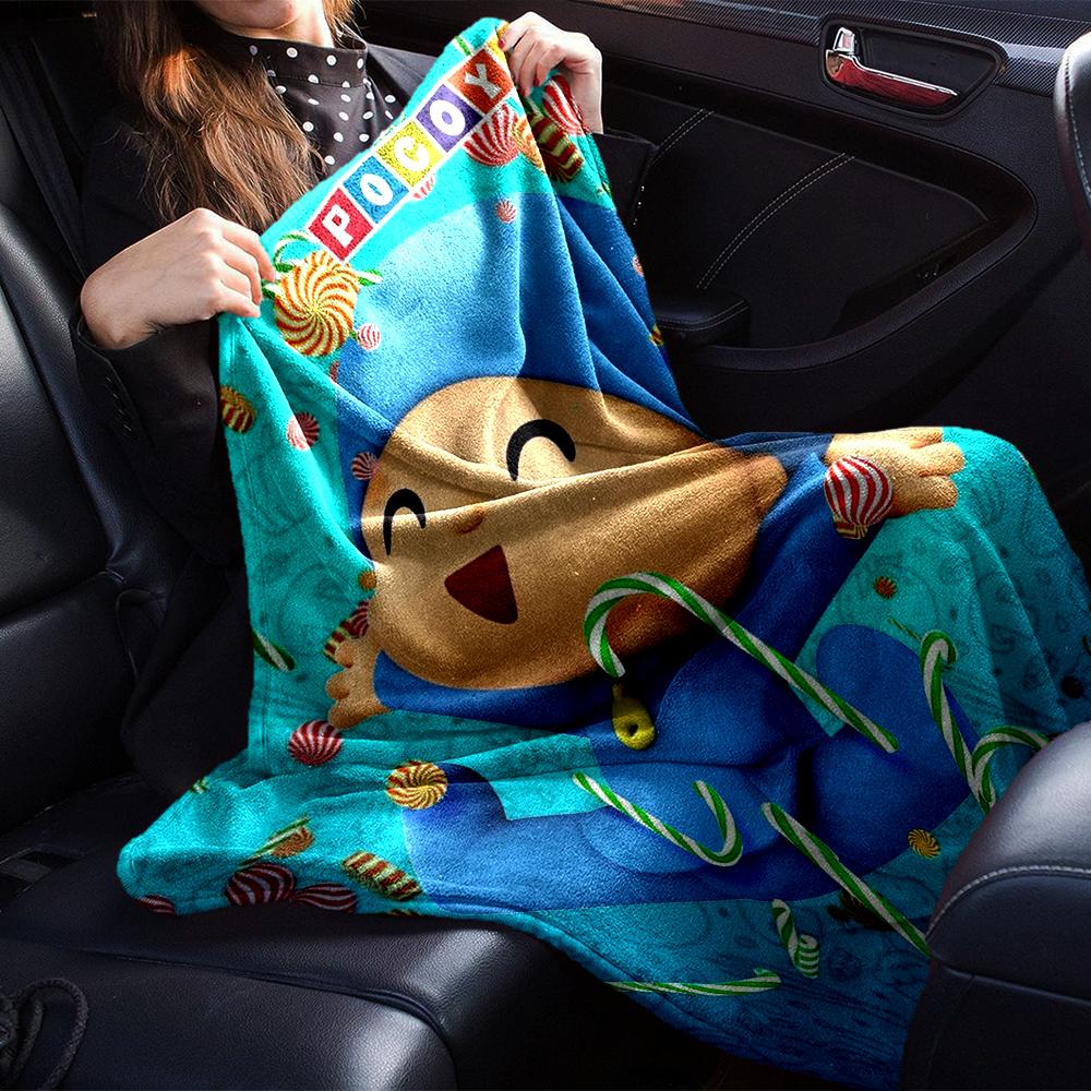 Pocoyo Theme Printed Blanket - Perfect for Couch, Bed, Travel & Outdoor Use | Machine Washable, Cozy & Durable.