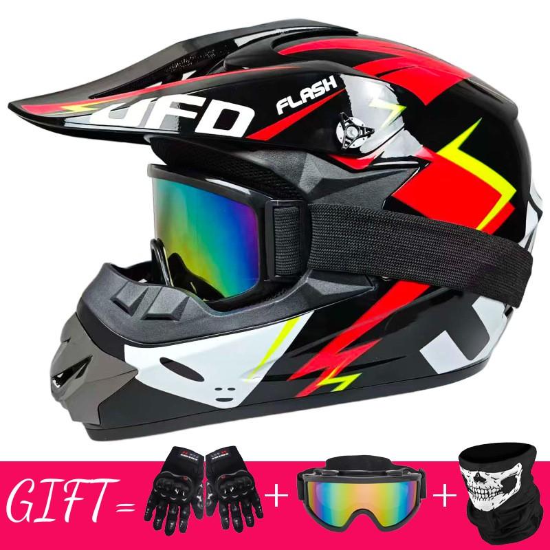 Full Face Mountain Bike Helmet With Goggles Gloves Mask Downhill MTB Trail Riding