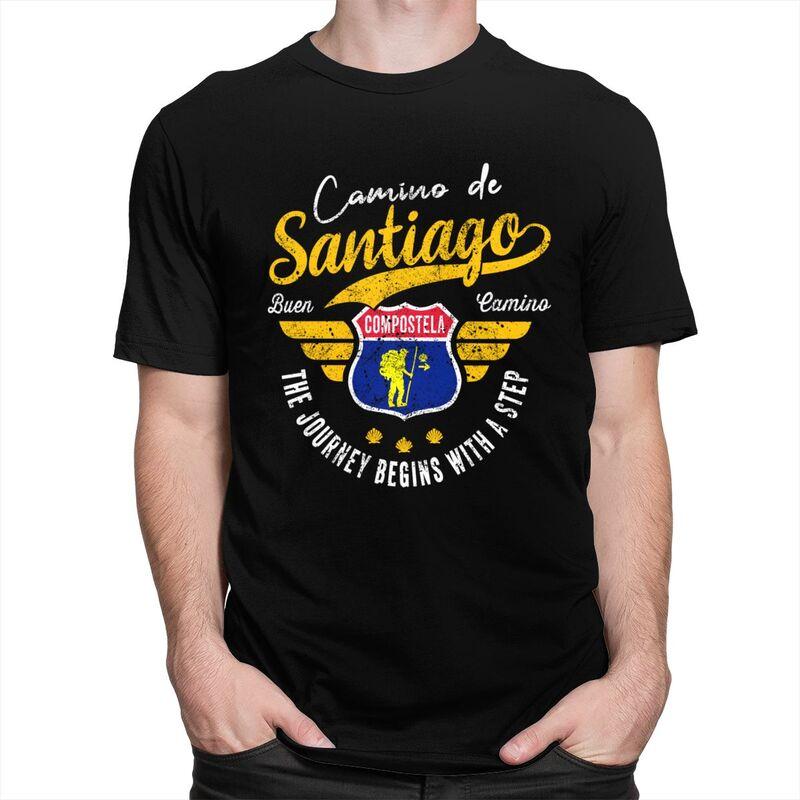 Custom Fashion Buen Camino De Santiago T Shirts Men Short Sleeve Tshirts Streetwear Tee 100 Cotton Slim Fit Tshirts Gift