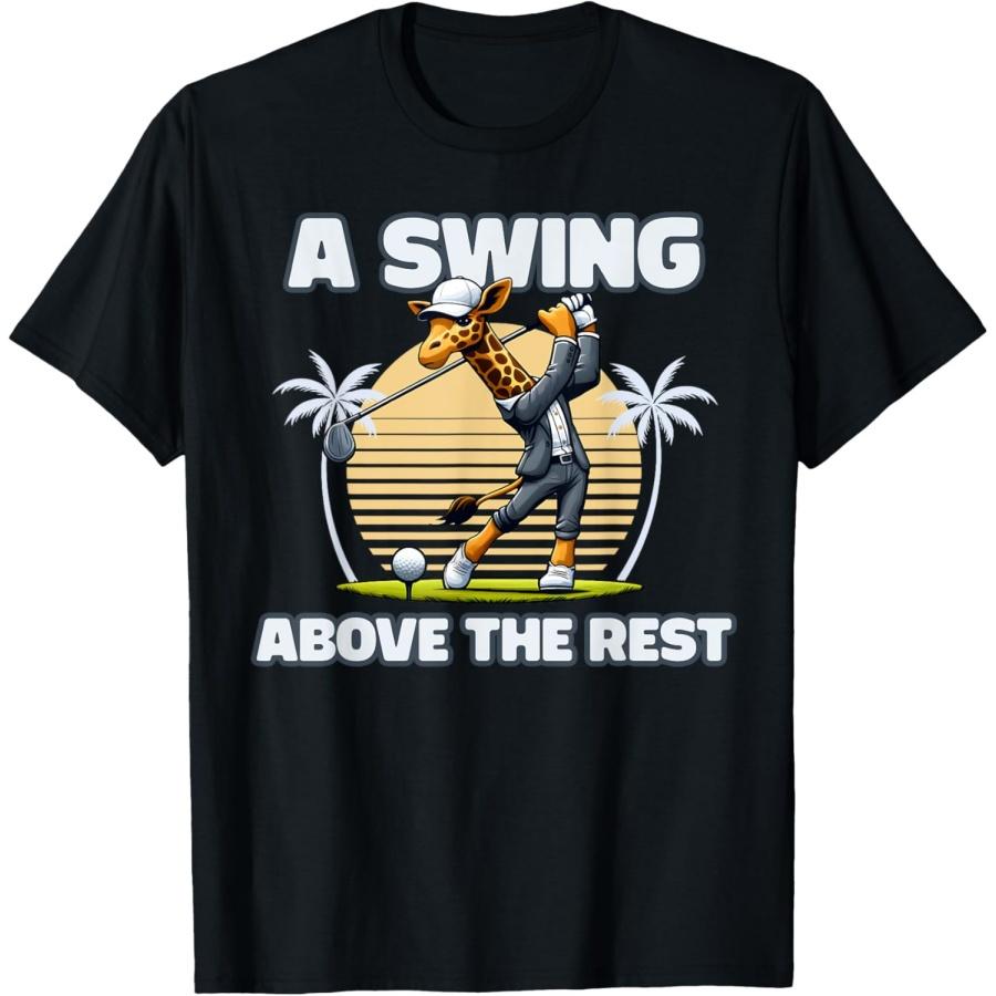 Giraffe Playing Golf Funny Animal Golfer Giraffe Golfing T-Shirt S