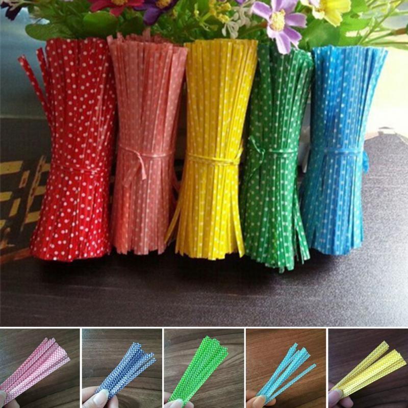 500PCS/Bag Ribbon Wrap Tie PVC Ligation for Cellophane Candy Cookie Gift Bag Pouch In Wedding Party D