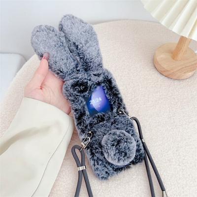 Crossbody Plush Cartoon Phone Case for Samsung Galaxy Z Flip 6 5 4 3 Flip6 Flip5 Flip4 Flip3 5G Shockproof Protective Cover