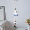 Beach Ocean Starfish Hanging Decoration with Bell Farmhouse Rustic Wooden Sailboat Shell Ornament Summer Nautical Coastal Wind Chime Pendant