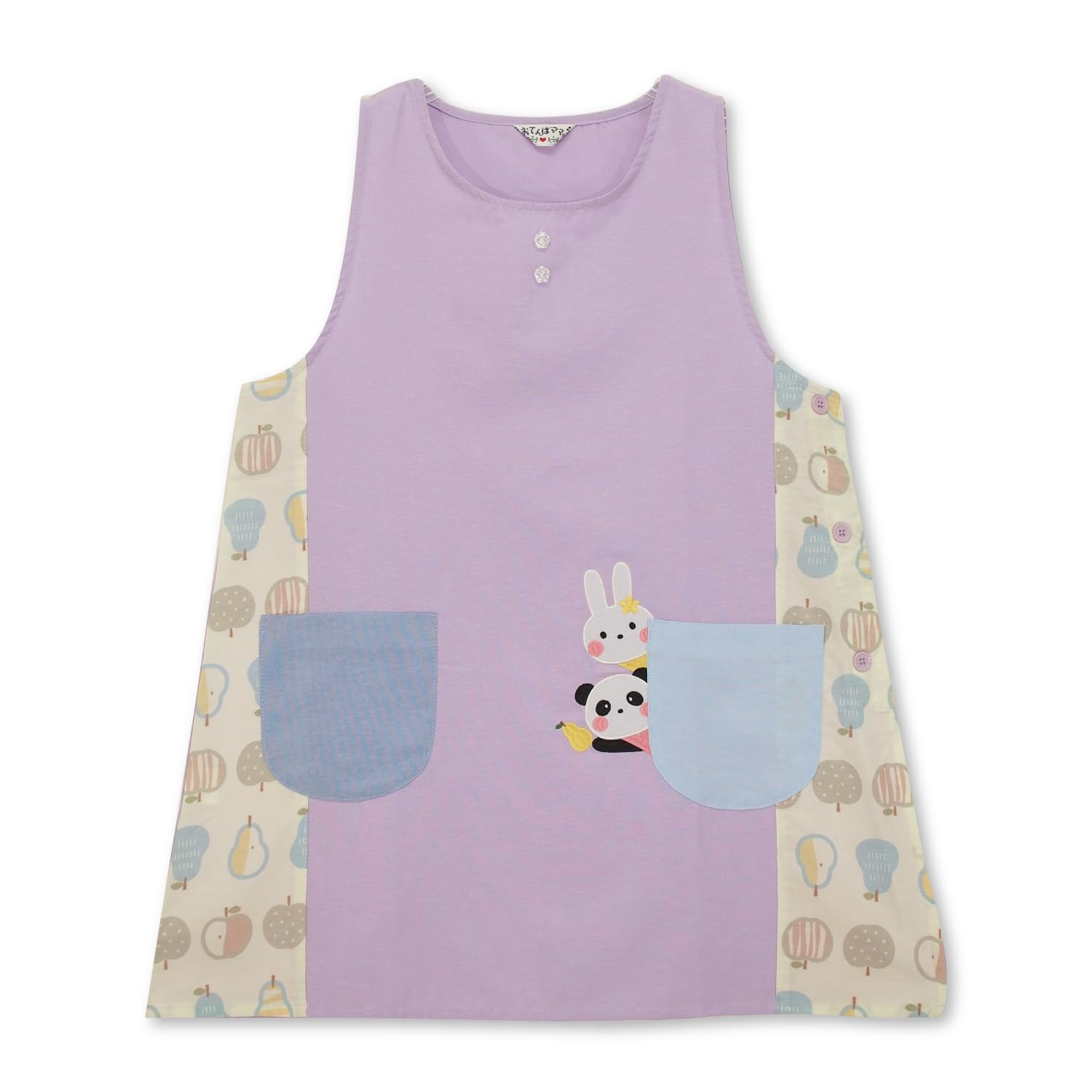 

Фартук для мамы-пацанки, детского сада, аппликации с вышитыми боковыми пуговицами и карманом [Nishiki] женский (Фиолетовый/ML/nw7081)