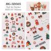 Christmas Nail Stickers 3D Design White Set 6 Elderly Elk Bear Bow Tie Gift Flower Decoration Compatible Gel Nails