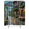 Charming Old Town Street Waterproof Shower Curtain Heat Resistant Machine Washable Non-Transparent 180x180cm