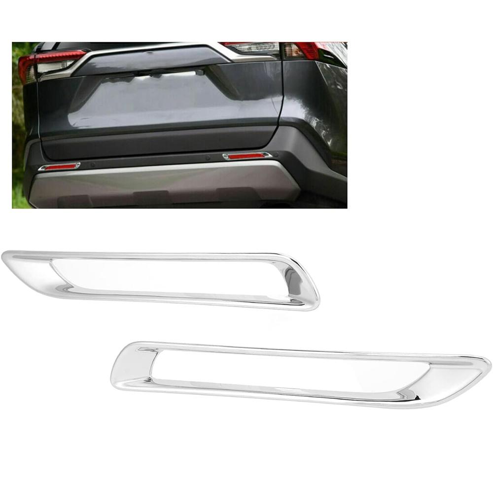 2Pcs Rear Foglights Lamp Cover Frame Plastic Trim For Toyota New RAV4 2019-2023