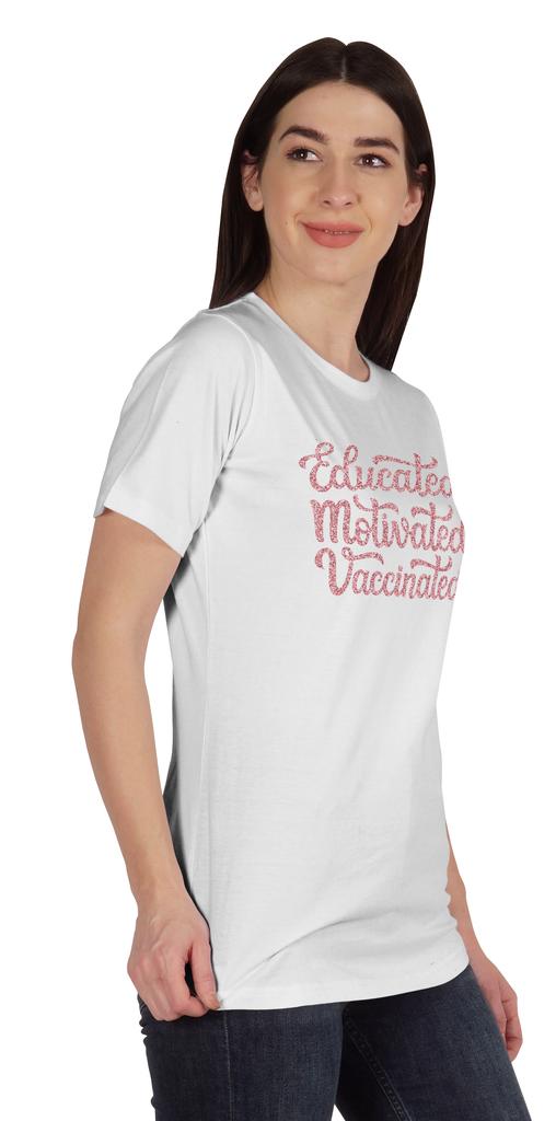 Inkmeso Educated Motivated Vaccinated Funny Pro-Vaccine T-shirt Tops For