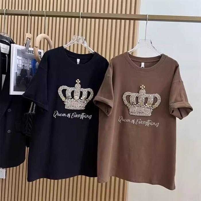 Damen Sommer Kurzarm Übergröße T-Shirts Locker Lässig Rundhals Kleidung
