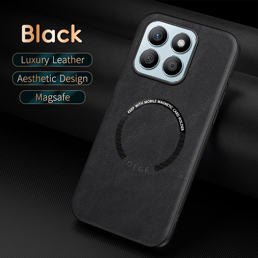For Honor X8B Fine Hole PU Cow Pattern Leather Outer Magnetic Ring Soft Edge Anti-Drop Anti-Fingerprint Phone Case