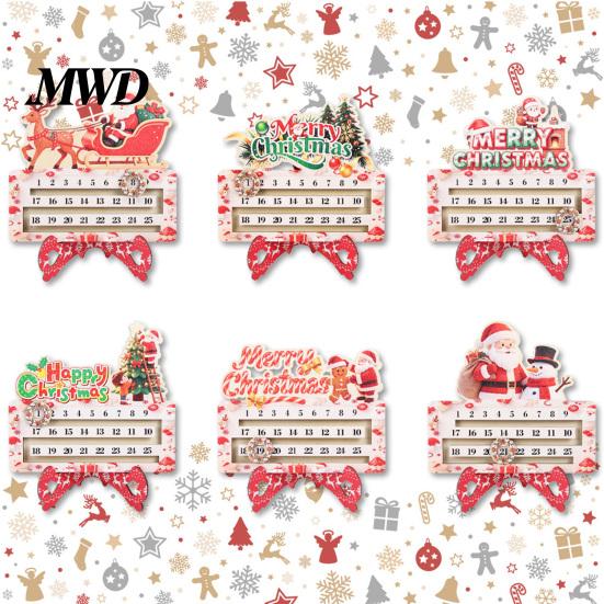Creative Christmas Gift Wooden Countdown Calendar for Desk, Rustic Holiday Decoration with Reusable Sliding Date Marker, Living Room Fireplace