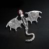 Pterosaur Enamel Brooch Pin Winter Rhinestone Lapel Pin Gothic Winter Jewelry