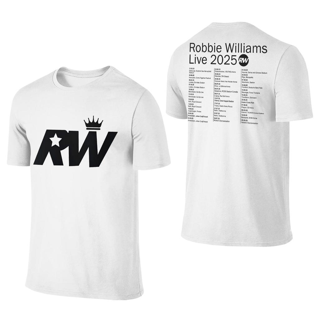 Robbie Williams Live 2025 Tour Concert Apparel Men Women T Shirt Cotton Tee Graphic Printing  T-shirt Clothing