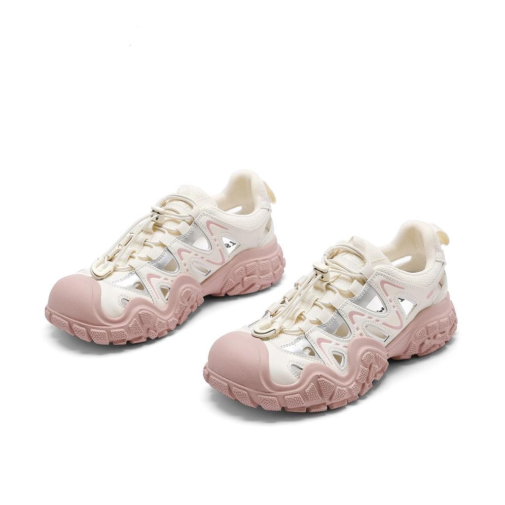 Hässlich süße ausgehöhlte Taschenkopf Römersandalen Damen 2025 neu Sommer vielseitig sportlich atmungsaktiv dicksohlige Bergsteiger Papa Schuhe