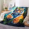 1pc Tiger Print Blanket, Lightweight Flannel Fleece with Digital Printing, Soft Warm for Sofa, Travel, Camping, Office, Couch, Chair, and Bed, All-Sea