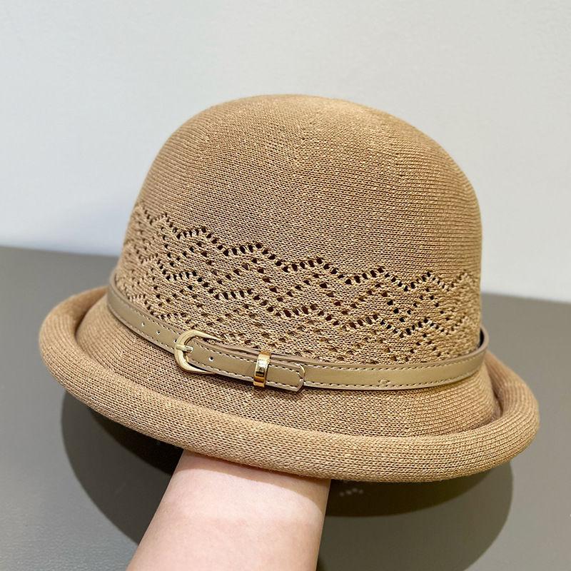 Neuer Stil Schnalle Kante Modischer Zylinder für Damen Dünner und Atmungsaktiver Sommer Sonnenschutz Kuppel Beckenhut