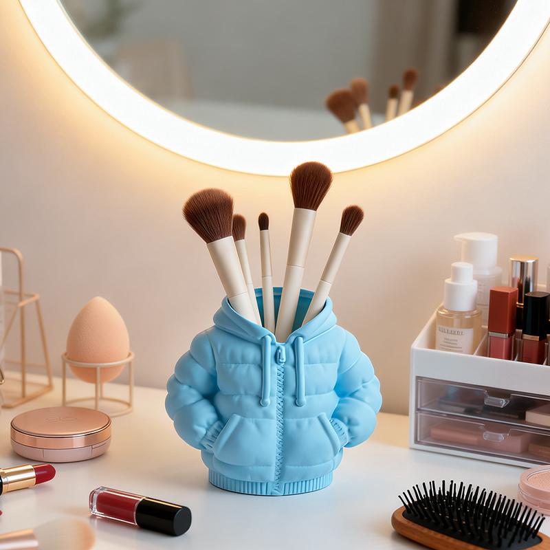 Creative down Jacket Shaped Resin Pen Holder Cute Minimalist Desk Organizer for Pens Makeup Brushes Home Office Display