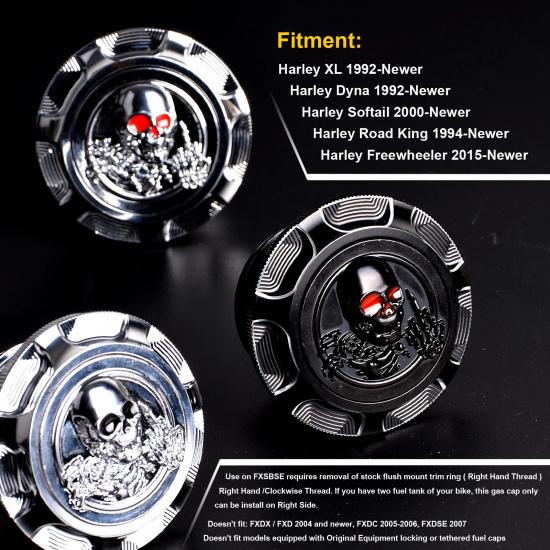 3D CNC Aluminum Motorcycle Tank Cover Fuel Gas Decorative Oil Cap for Harley Sportster XL 1200 883 X48 Dyna Touring Road King