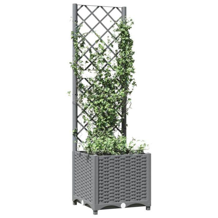 VidaXL Planter with Trellis Light Grey 40x40x136 Cm PP 153270