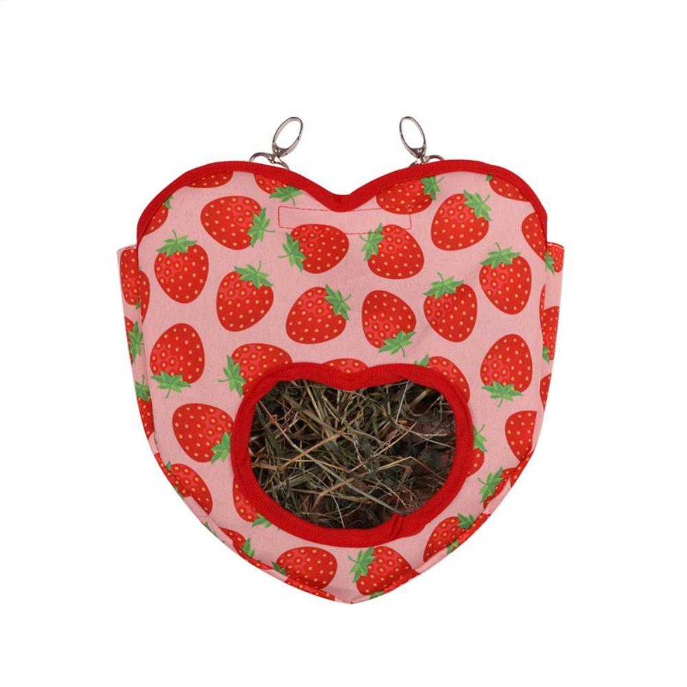 Hanging Heart-Shape Hay Bag Cute Feeding Dispenser Container Rabbit Feeding Bag  Hamster