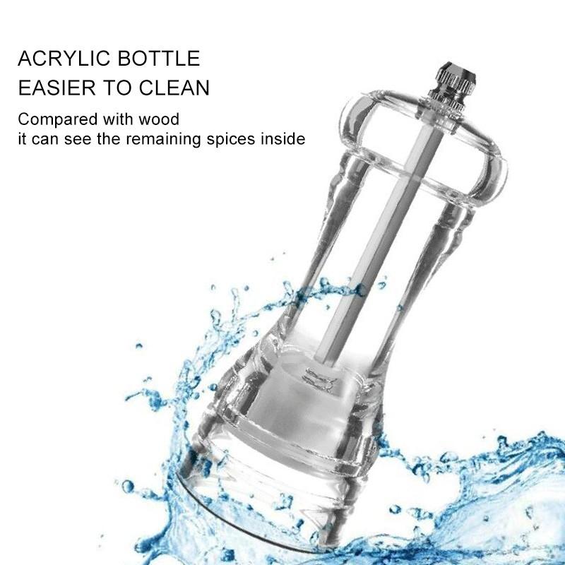 Akryl Pepparkvarn Skärmaskin Köksverktyg Transparent manuell Salt Kryddor Mill Shaker Slipverktyg