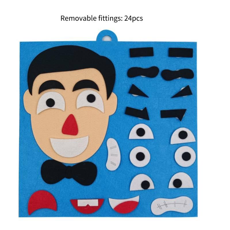 Emotionsveränderndes Filz-Puzzle-Set für Kinder DIY Vliesmaterial mit Gesichtszügen