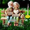 2D Romantic Grandparents on Bench Garden Stake Decor for Lawn Planter Patio, Ideal Festival & Elderly Gift, Perfect Garden Ornament