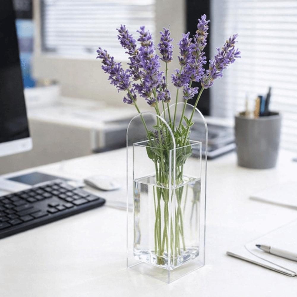 Geometric Acrylic Vase Modern Flower Container Minimalist Hydroponic Planter  Tabletop Decoration